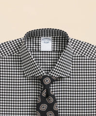 Gingham Dress Shirt Stretch Supima® Cotton Non-Iron Herringbone English Spread Collar