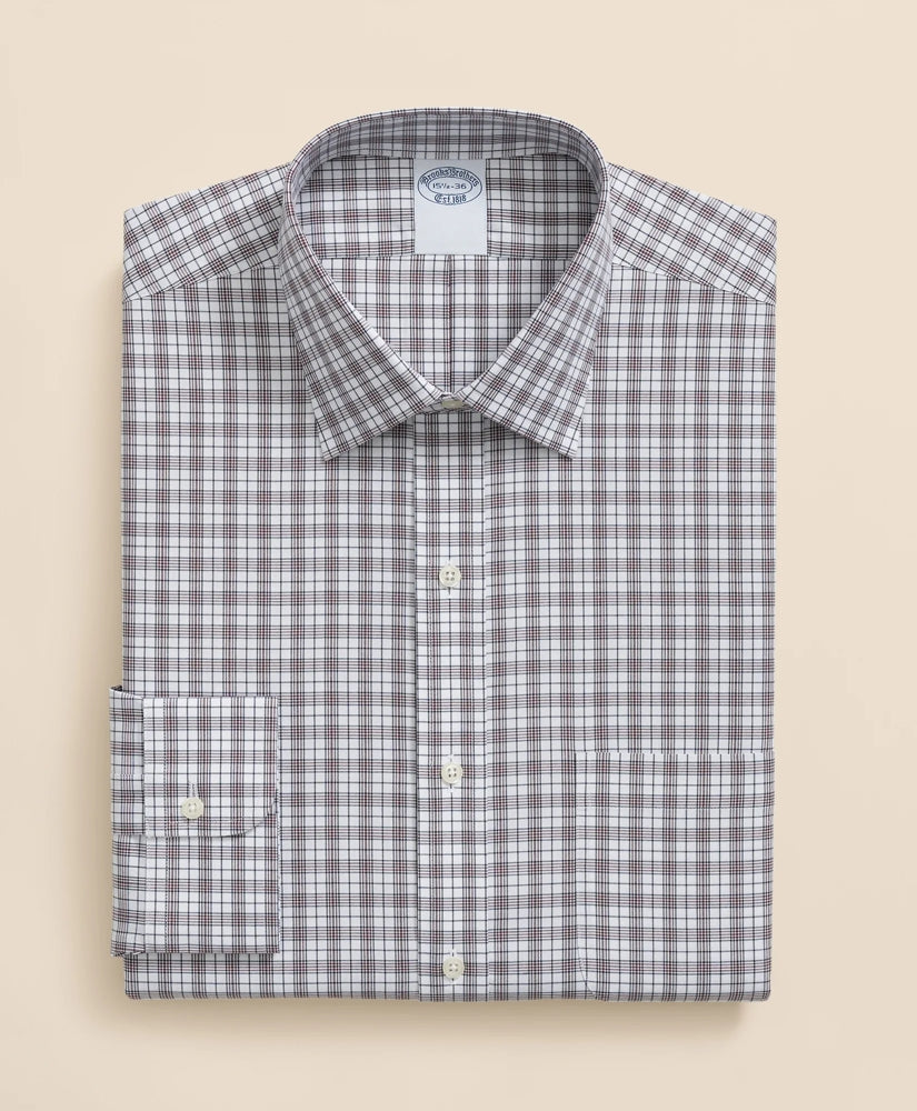 Check Dress Shirt Stretch Supima® Cotton Non-Iron Pinpoint Oxford Ainsley Collar