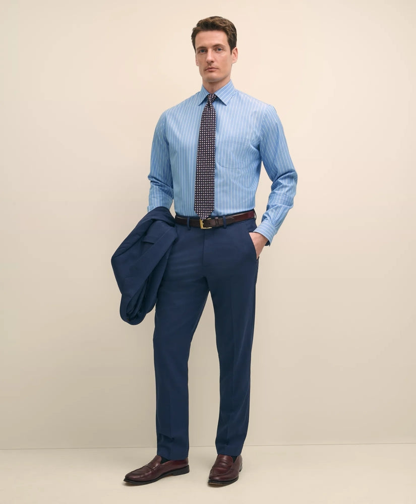 Stretch Supima® Cotton Non-Iron Royal Oxford Ainsley Collar Striped Dress Shirt