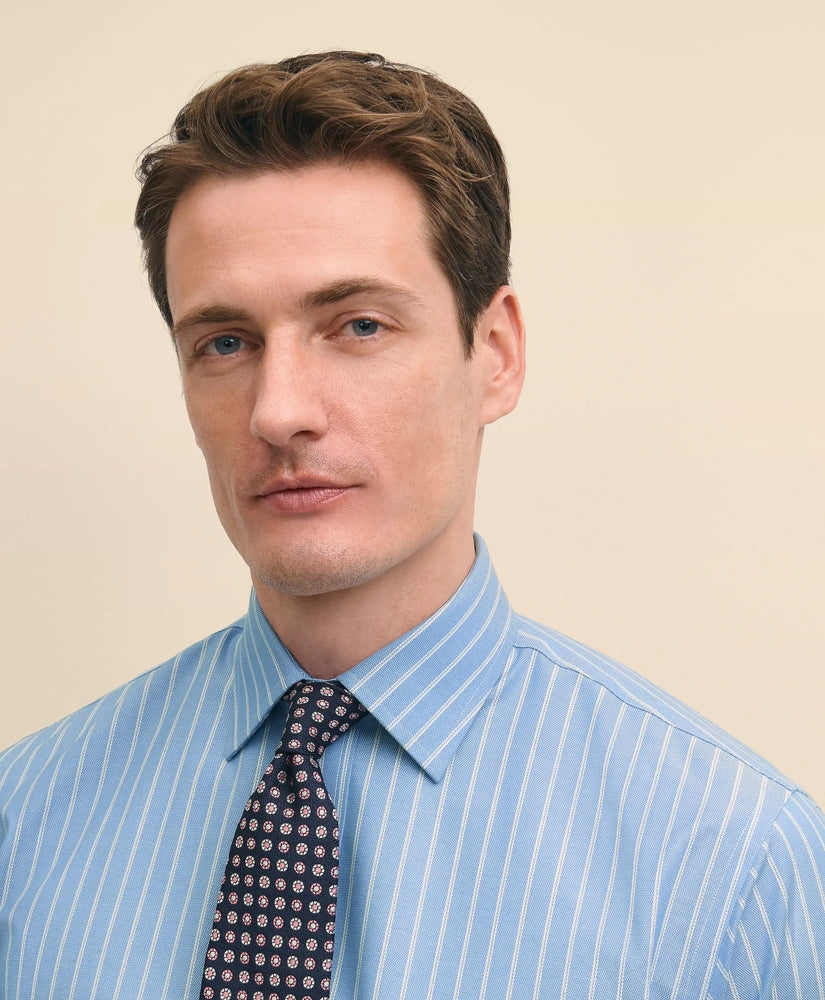 Stretch Supima® Cotton Non-Iron Royal Oxford Ainsley Collar Striped Dress Shirt