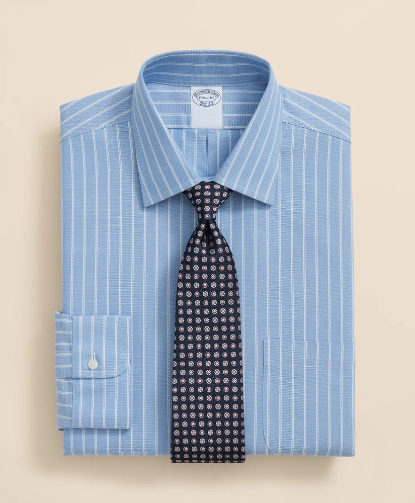 Stretch Supima® Cotton Non-Iron Royal Oxford Ainsley Collar Striped Dress Shirt