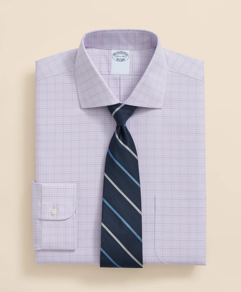 Checked Dress Shirt Stretch Supima® Cotton Non-Iron Royal Oxford English Spread Collar