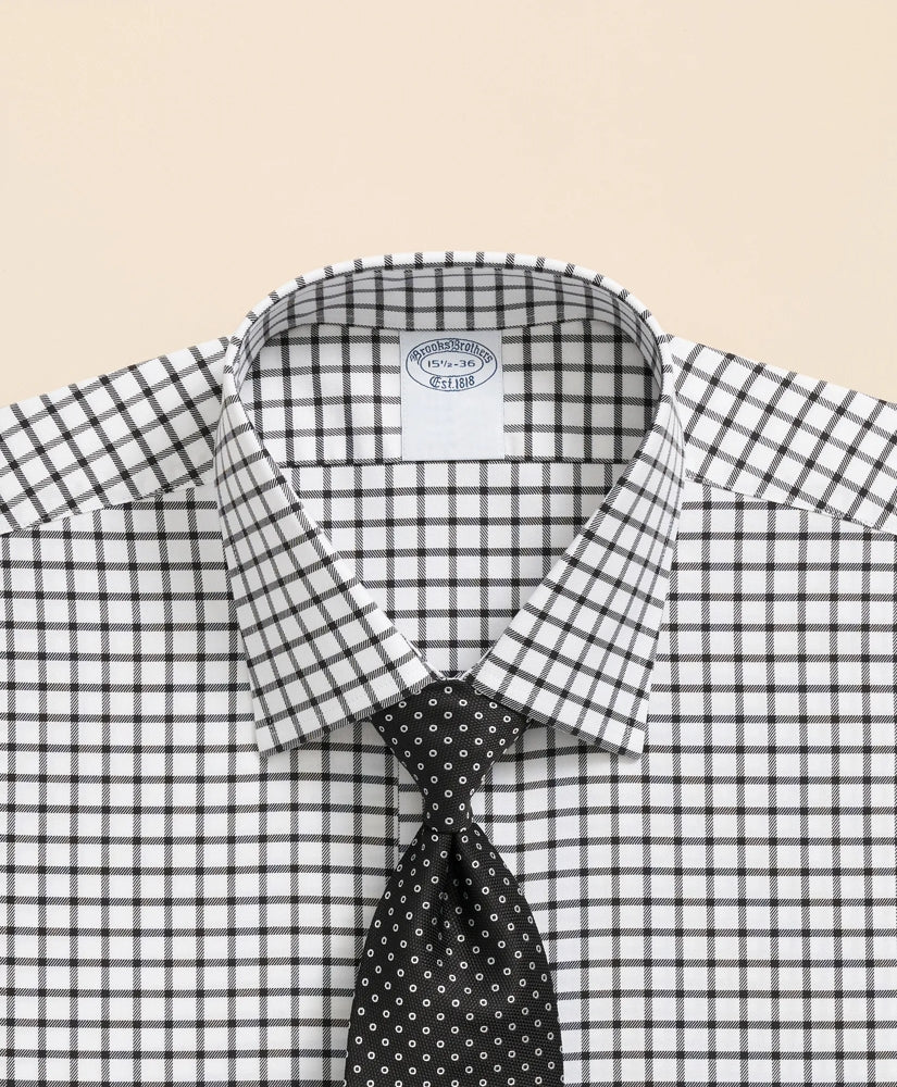 Stretch Supima® Cotton Non-Iron Twill Ainsley Collar Windowpane Dress Shirt
