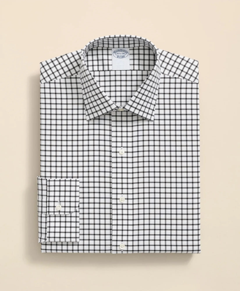 Stretch Supima® Cotton Non-Iron Twill Ainsley Collar Windowpane Dress Shirt