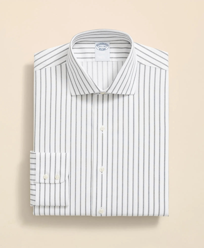 Stretch Supima® Cotton Non-Iron Twill English Spread Collar Bold Stripe Dress Shirt