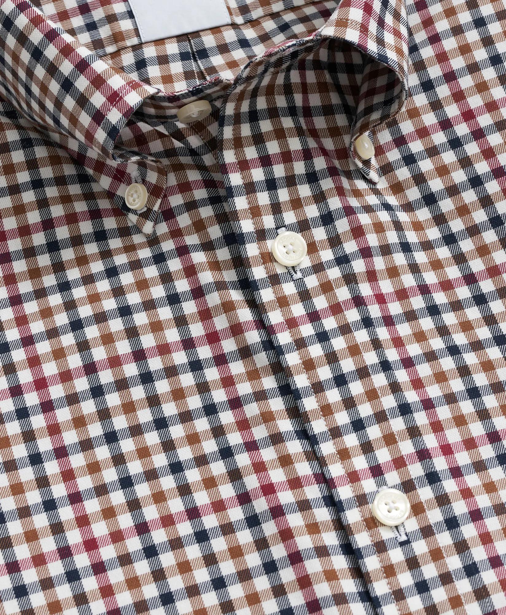 Stretch Supima® Cotton Non-Iron Twill Polo Button Down Check Sport Shirt