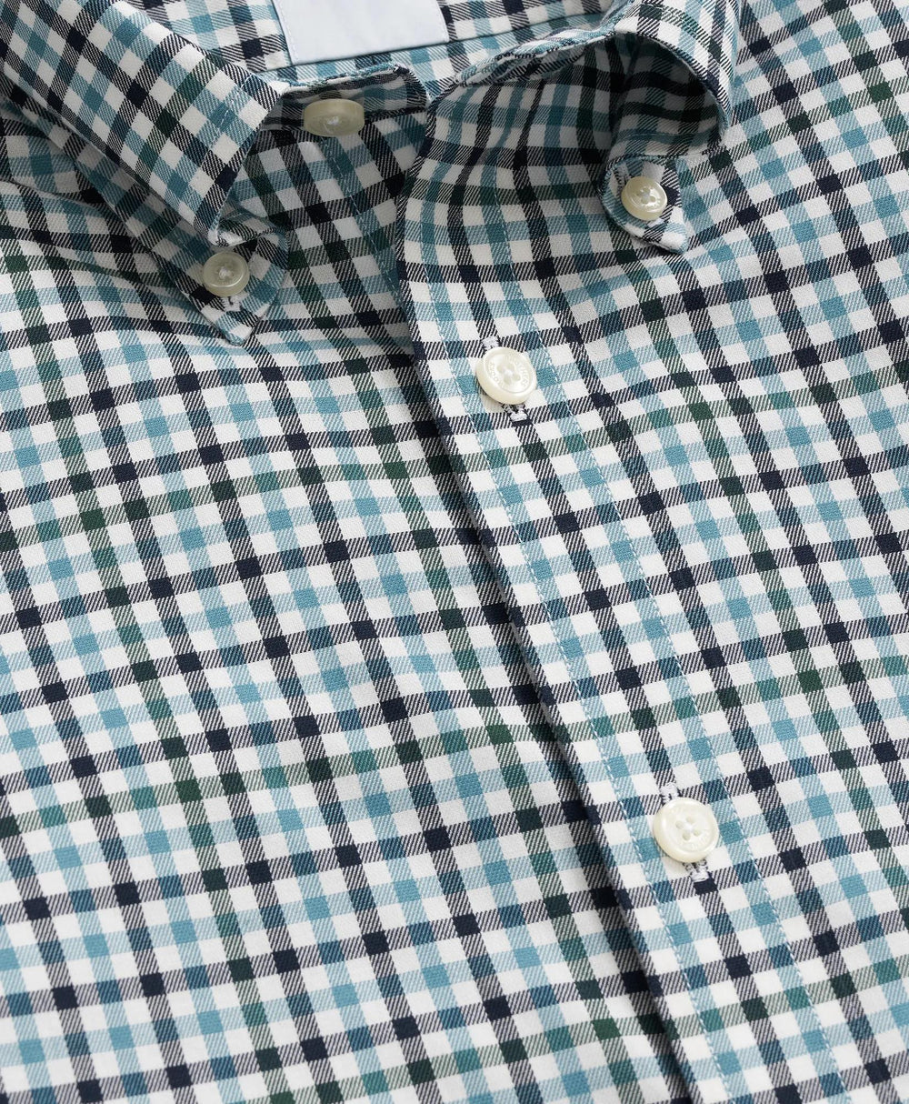 Stretch Supima® Cotton Non-Iron Twill Polo Button Down Check Sport Shirt