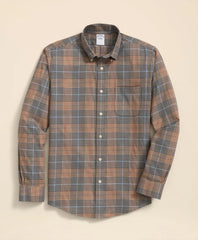 Glen Plaid Sport Shirt Stretch Supima® Cotton Non-Iron Twill Polo Button Down
