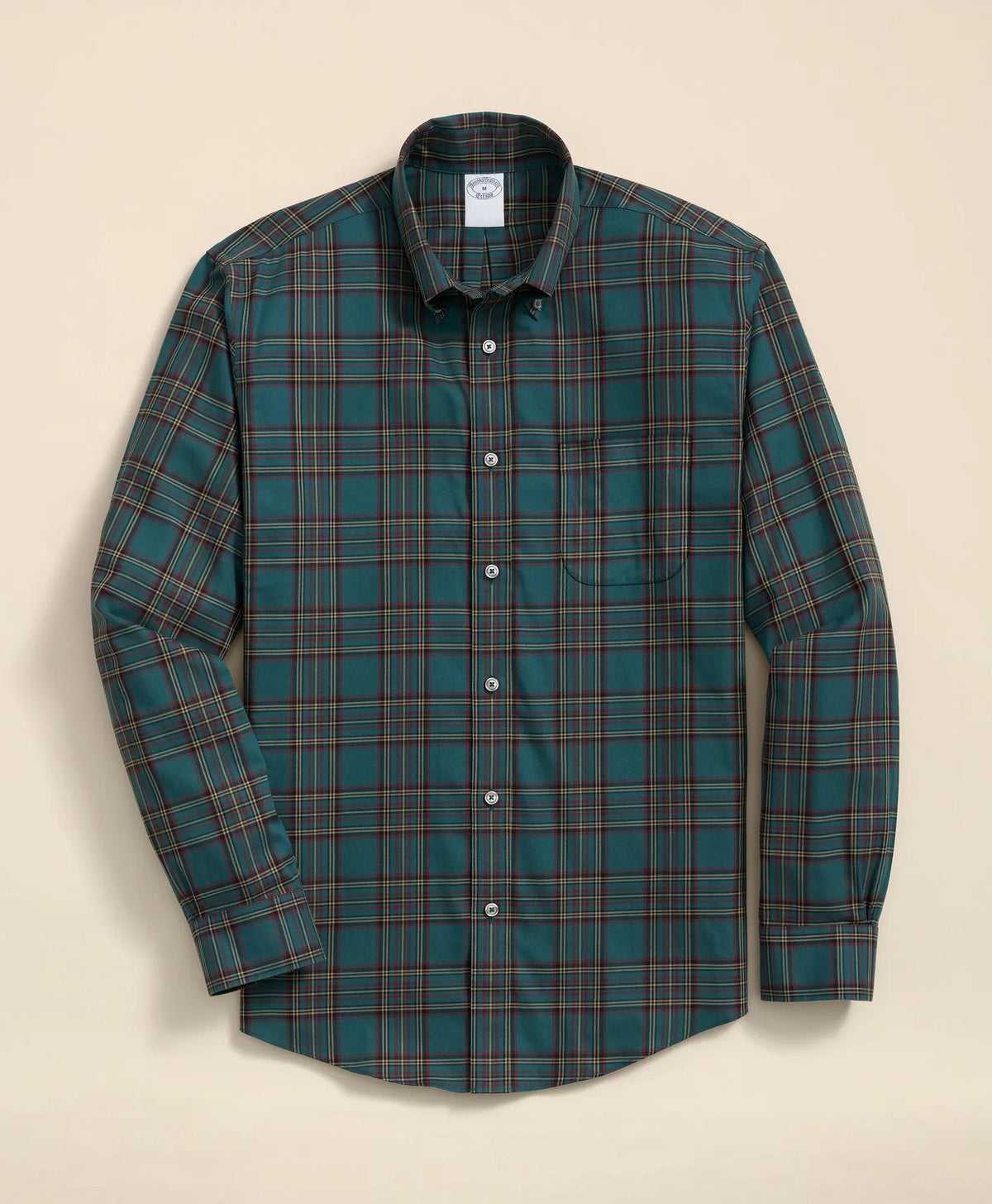 Plaid Sport Shirt Stretch Supima® Cotton Non-Iron Twill Polo Button Down