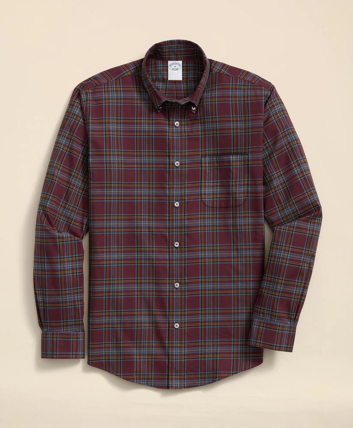Plaid Sport Shirt Stretch Supima® Cotton Non-Iron Twill Polo Button Down