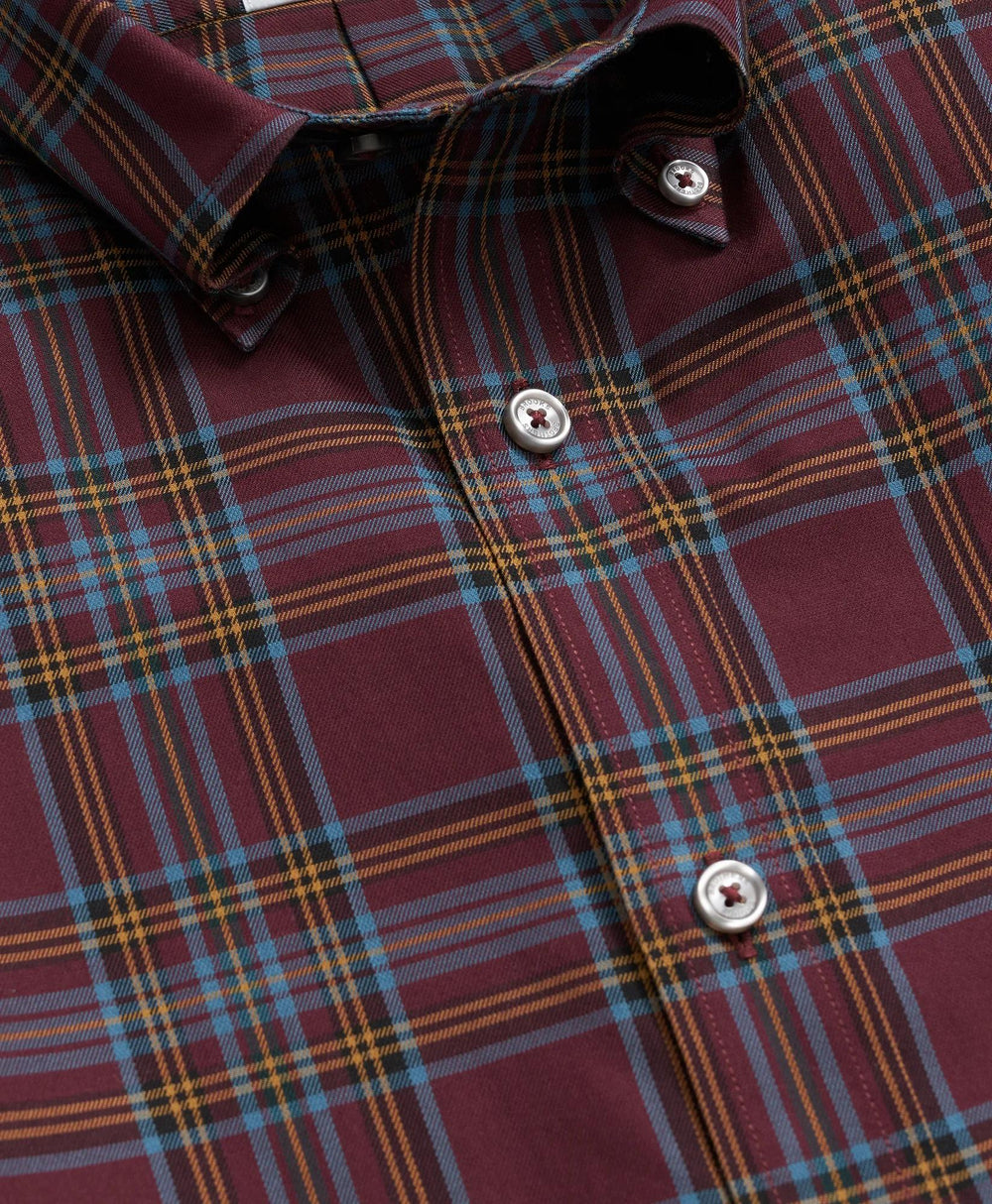 Stretch Supima® Cotton Non-Iron Twill Polo Button Down Plaid Sport Shirt