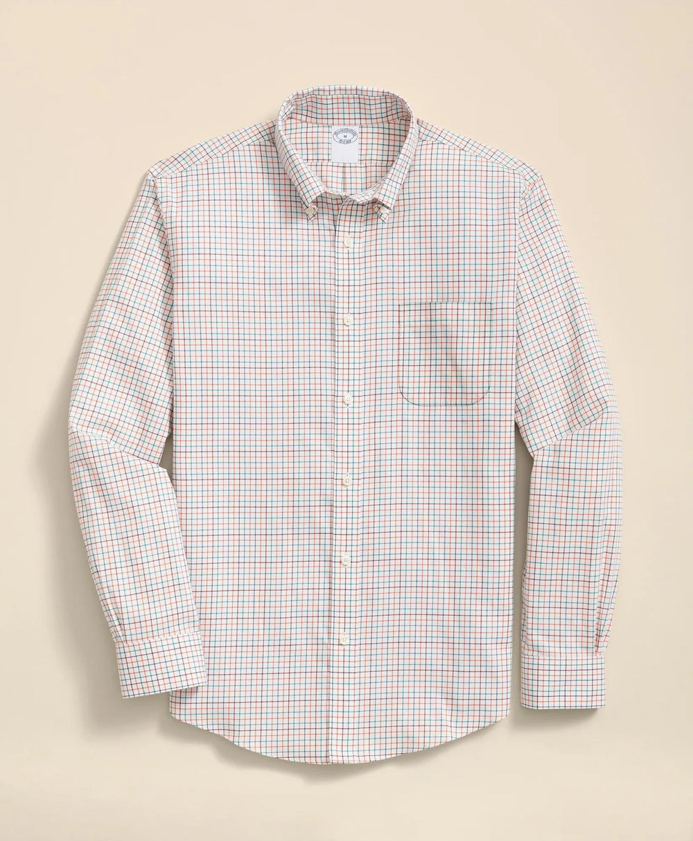 Tattersall Sport Shirt Stretch Supima® Cotton Non-Iron Twill Polo Button Down