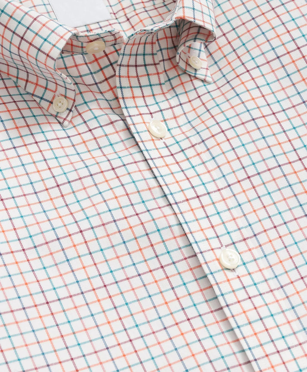 Tattersall Sport Shirt Stretch Supima® Cotton Non-Iron Twill Polo Button Down
