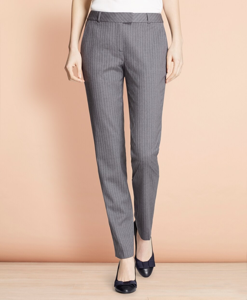 Tapered Pinstripe Stretch Wool Trousers