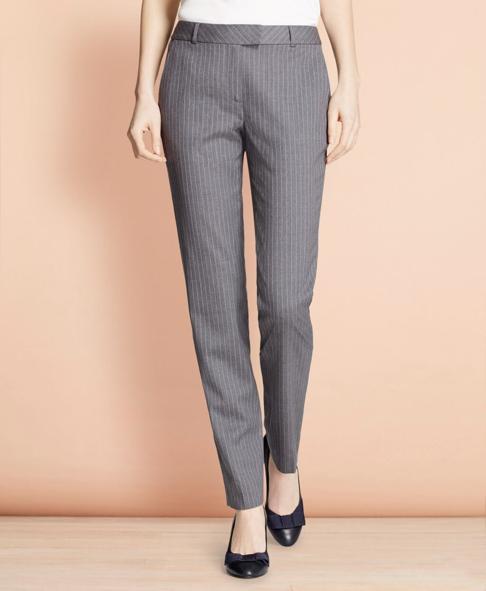 Tapered Pinstripe Stretch Wool Trousers