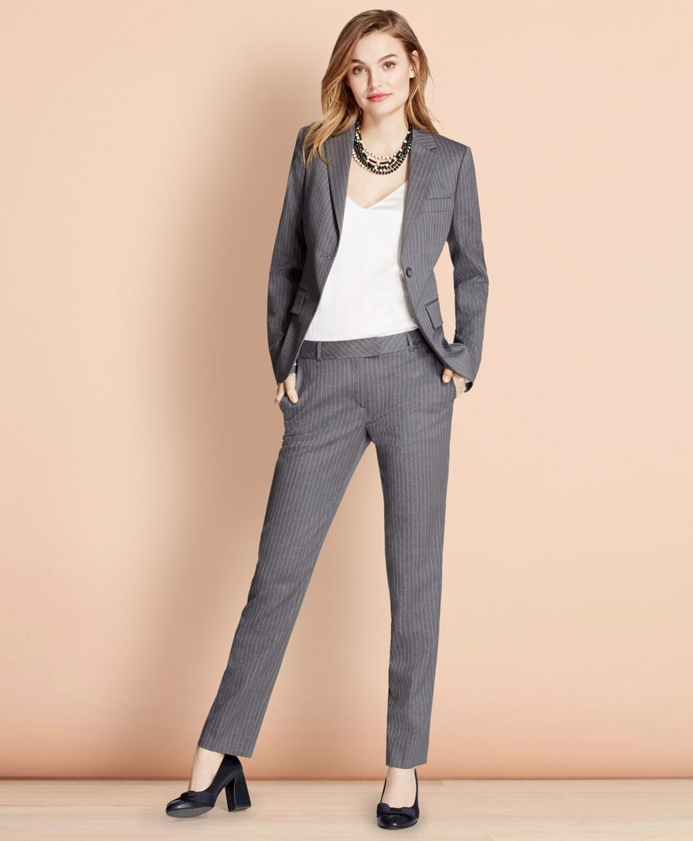Tapered Pinstripe Stretch Wool Trousers