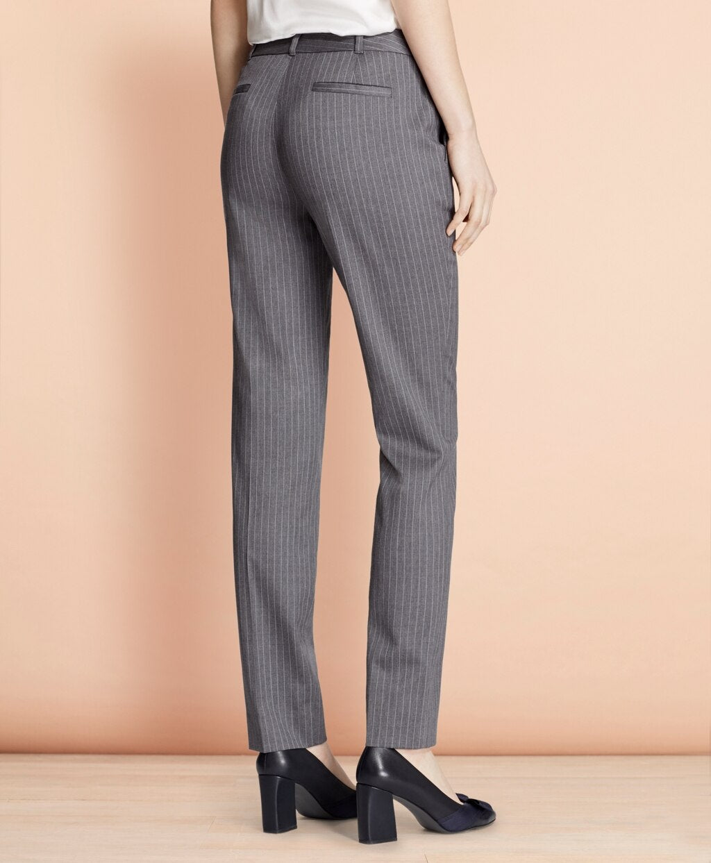 Tapered Pinstripe Stretch Wool Trousers