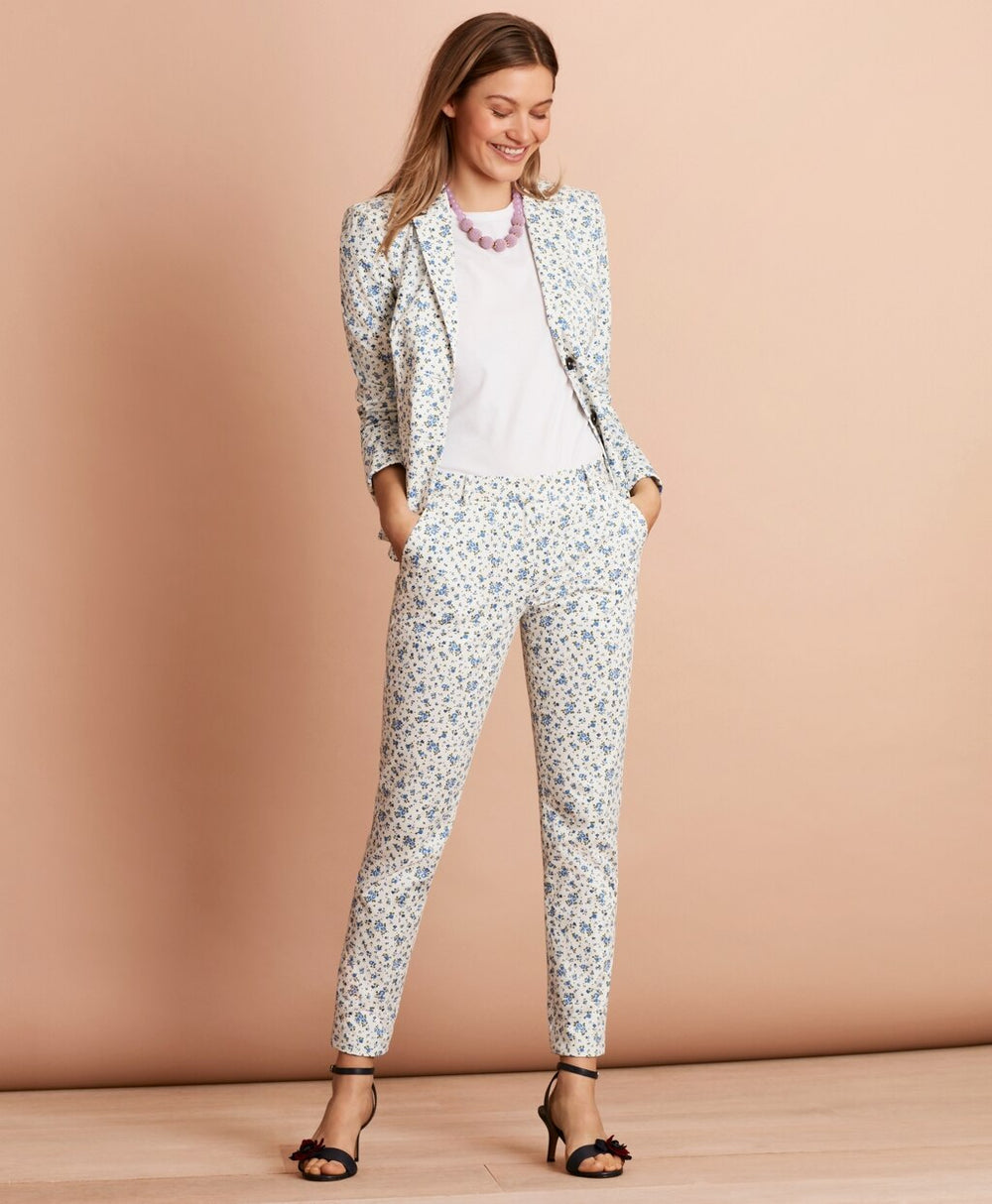 Floral-Print Stretch Cotton Sateen Pants