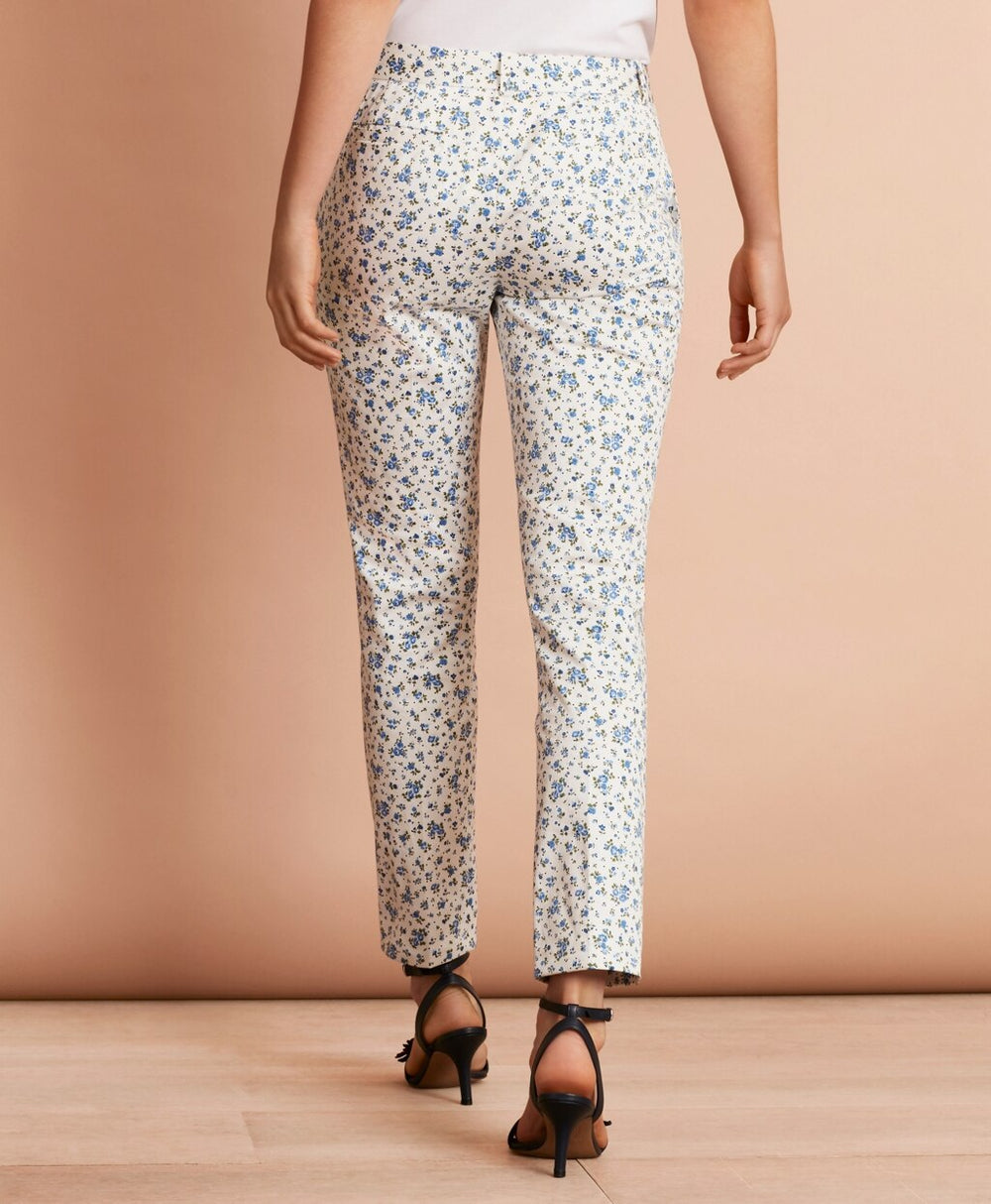 Floral-Print Stretch Cotton Sateen Pants