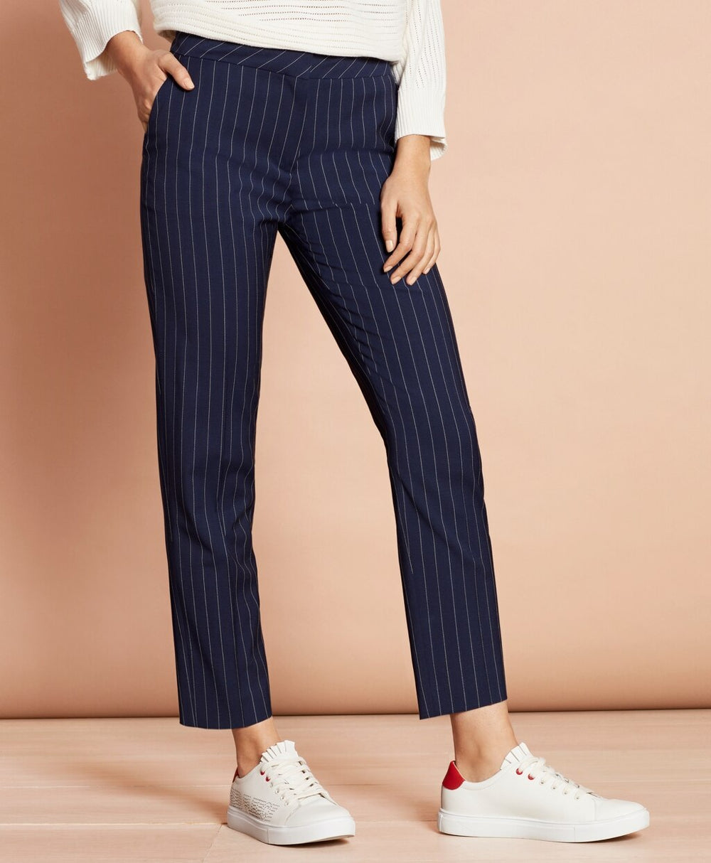 Striped Stretch-Wool Tapered Pants