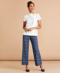 Tartan Wool Cropped Wide-Leg Pants