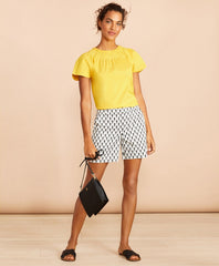 Seahorse-Print Stretch Cotton Sateen Shorts