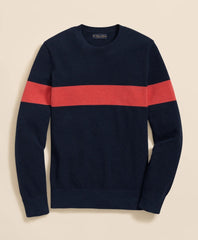 Supima® Cotton Crewneck Chest Stripe Sweater