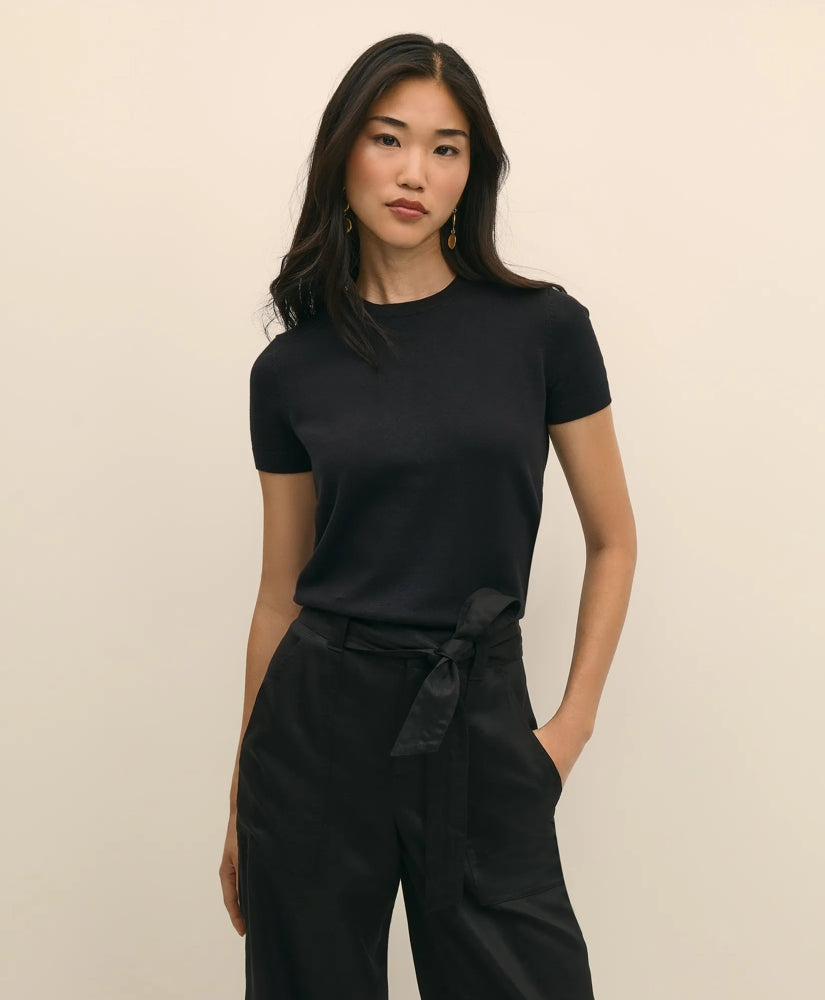 Supima® Cotton Jersey Short-Sleeve Sweater