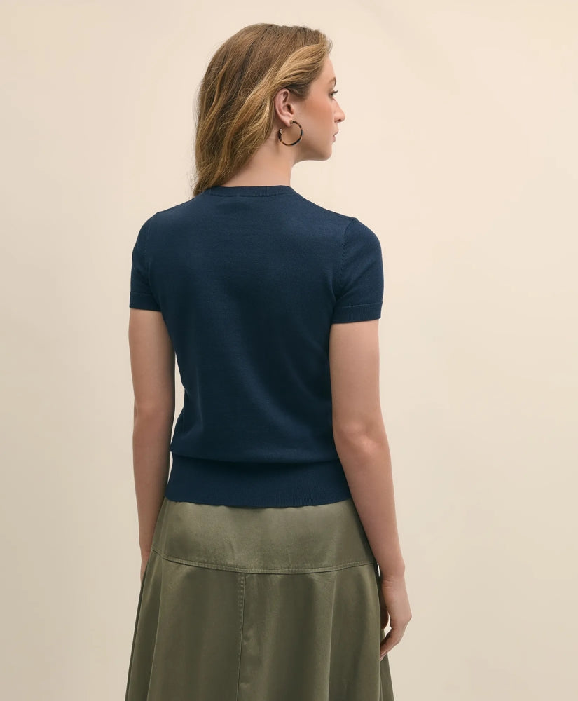 Supima® Cotton Jersey Short-Sleeve Sweater