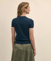 Supima® Cotton Jersey Short-Sleeve Sweater