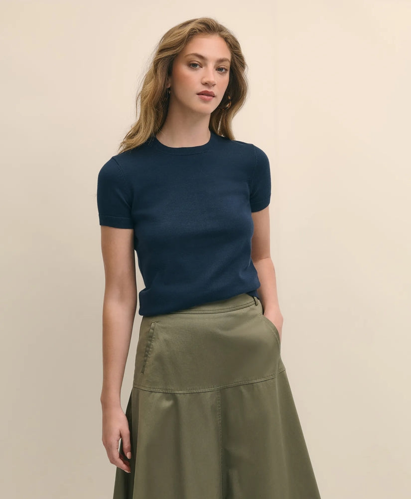 Supima® Cotton Jersey Short-Sleeve Sweater