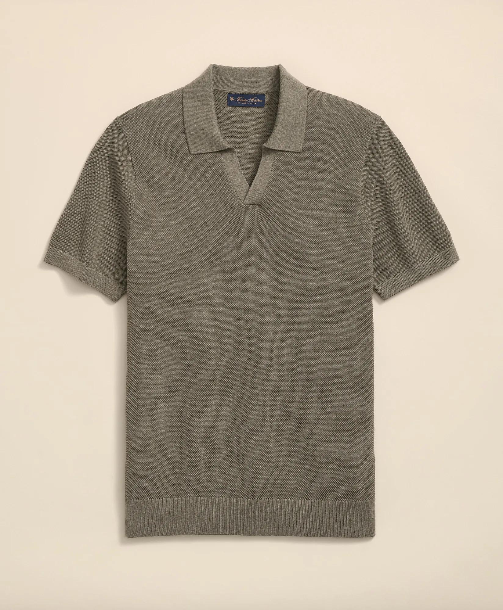 Supima® Cotton Pique Johnny Collar Sweater