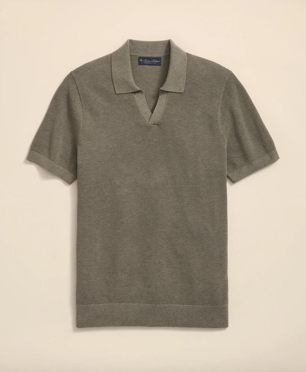 Supima® Cotton Pique Johnny Collar Sweater