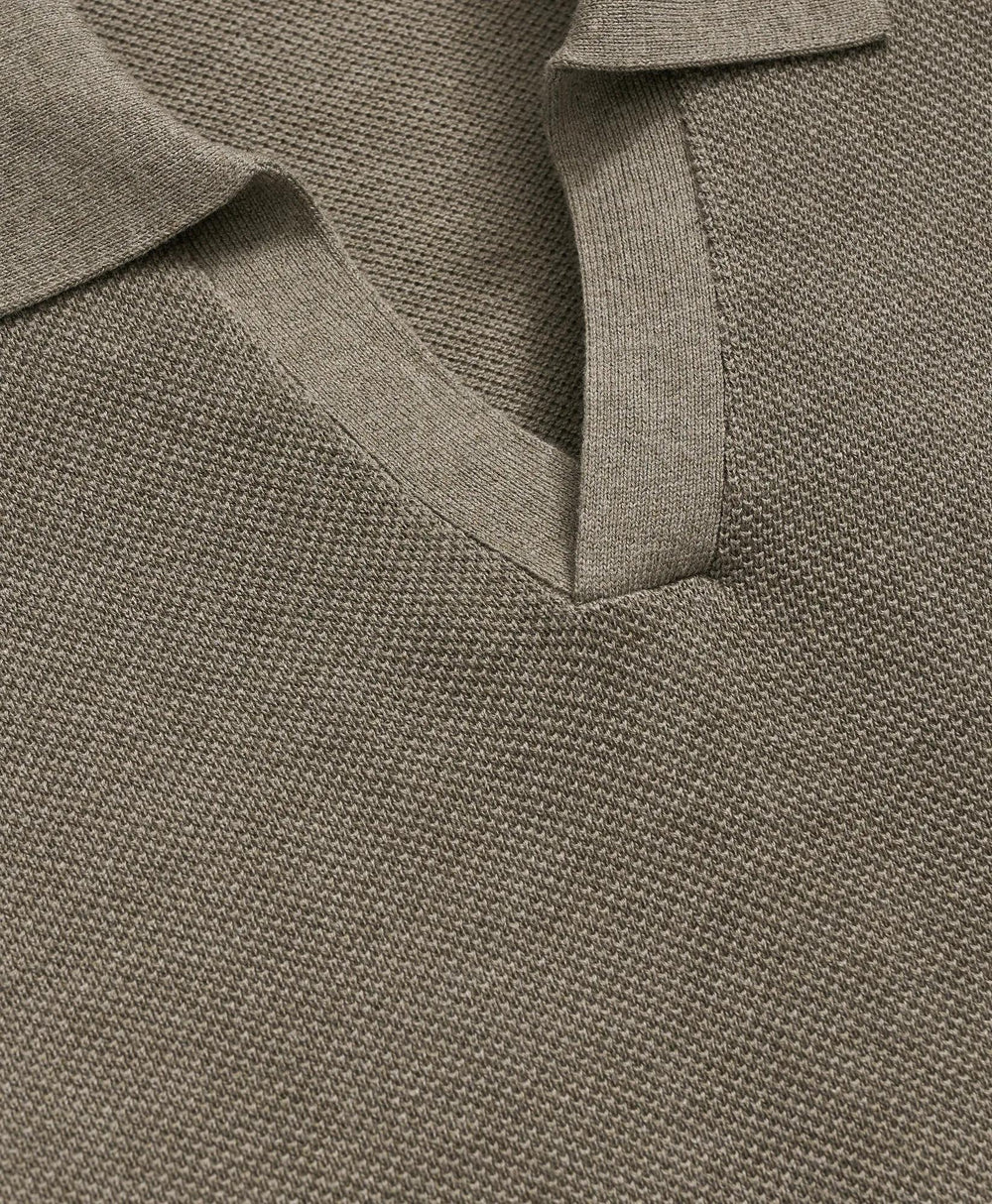 Supima® Cotton Pique Johnny Collar Sweater