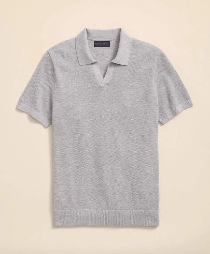 Supima® Cotton Pique Johnny Collar Sweater