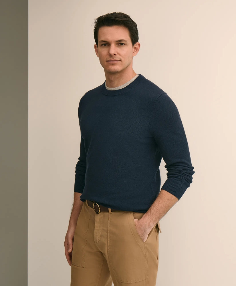 Supima® Cotton Pique Crewneck Sweater