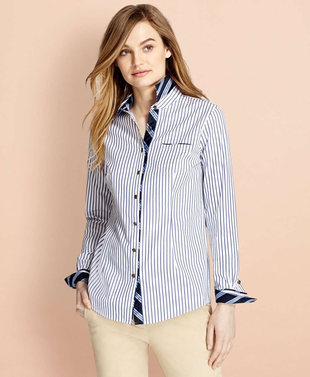 BB#1-Trimmed Nine-to-Nine Striped Stretch-Cotton Poplin Shirt