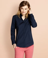 Polka-Dot Stretch Cotton Poplin Shirt