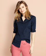 Polka-Dot Stretch Cotton Poplin Shirt