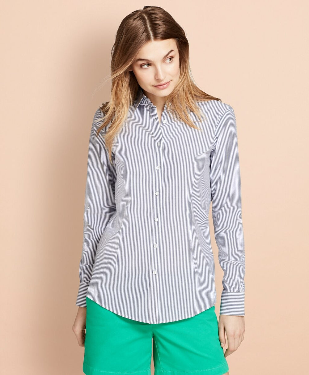 Striped Stretch Cotton Poplin Shirt