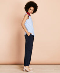 Anchor-Pattern Cotton Dobby Blouse