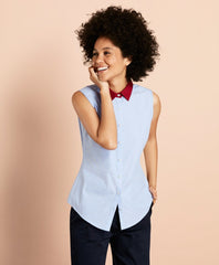 Anchor-Pattern Cotton Dobby Blouse