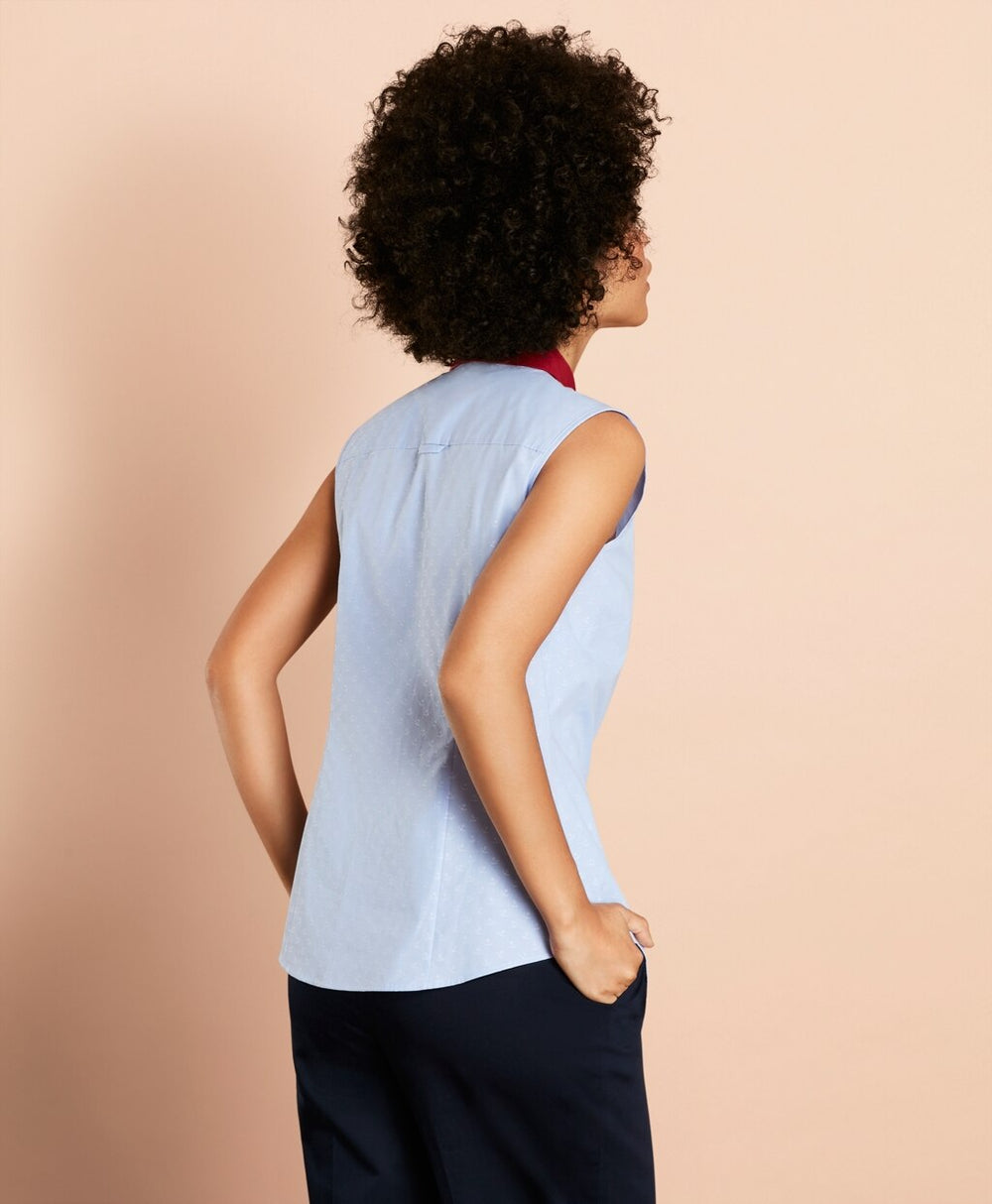 Anchor-Pattern Cotton Dobby Blouse