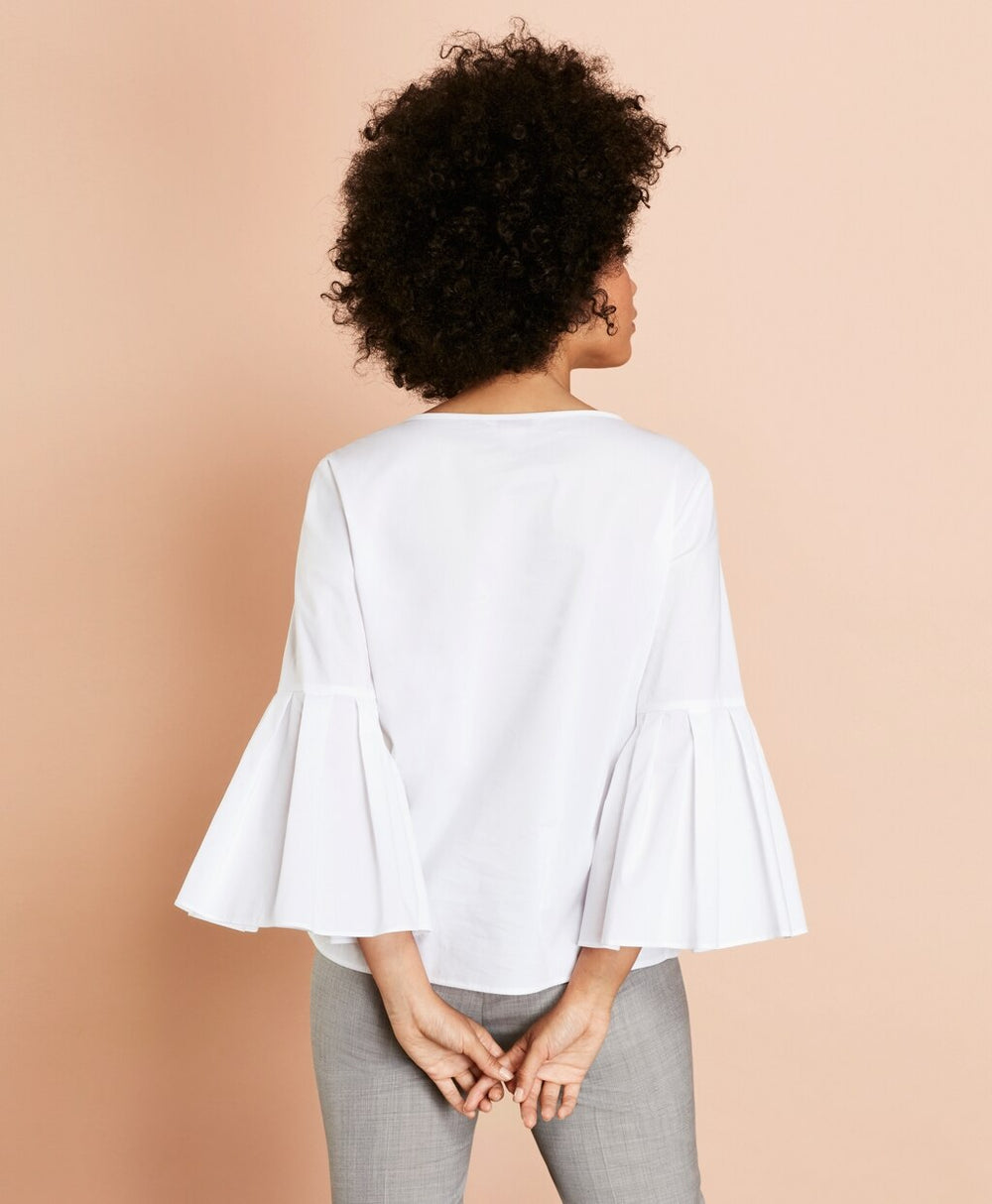 Poplin Bell-Sleeve Blouse