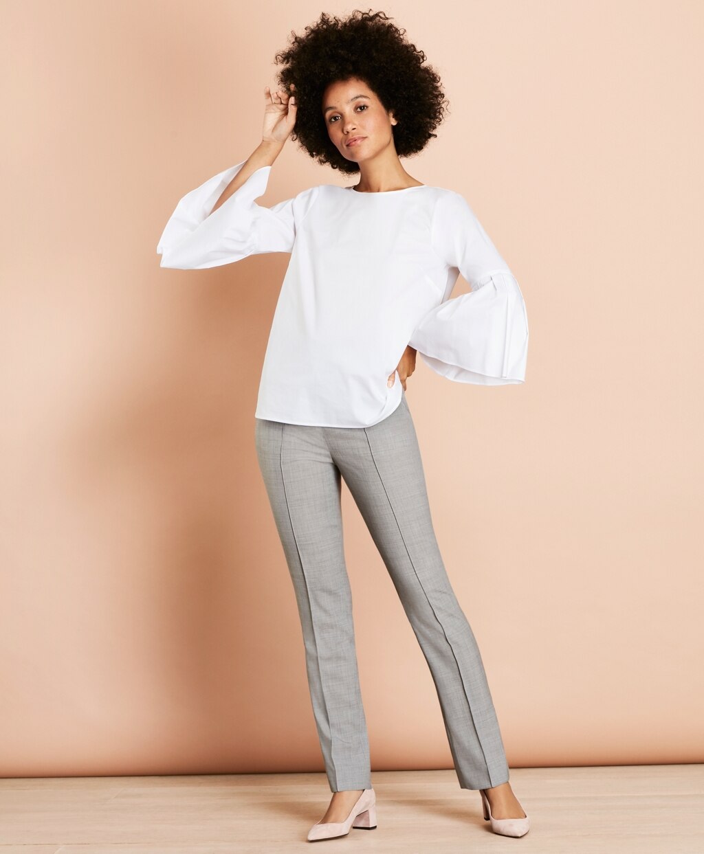Poplin Bell-Sleeve Blouse