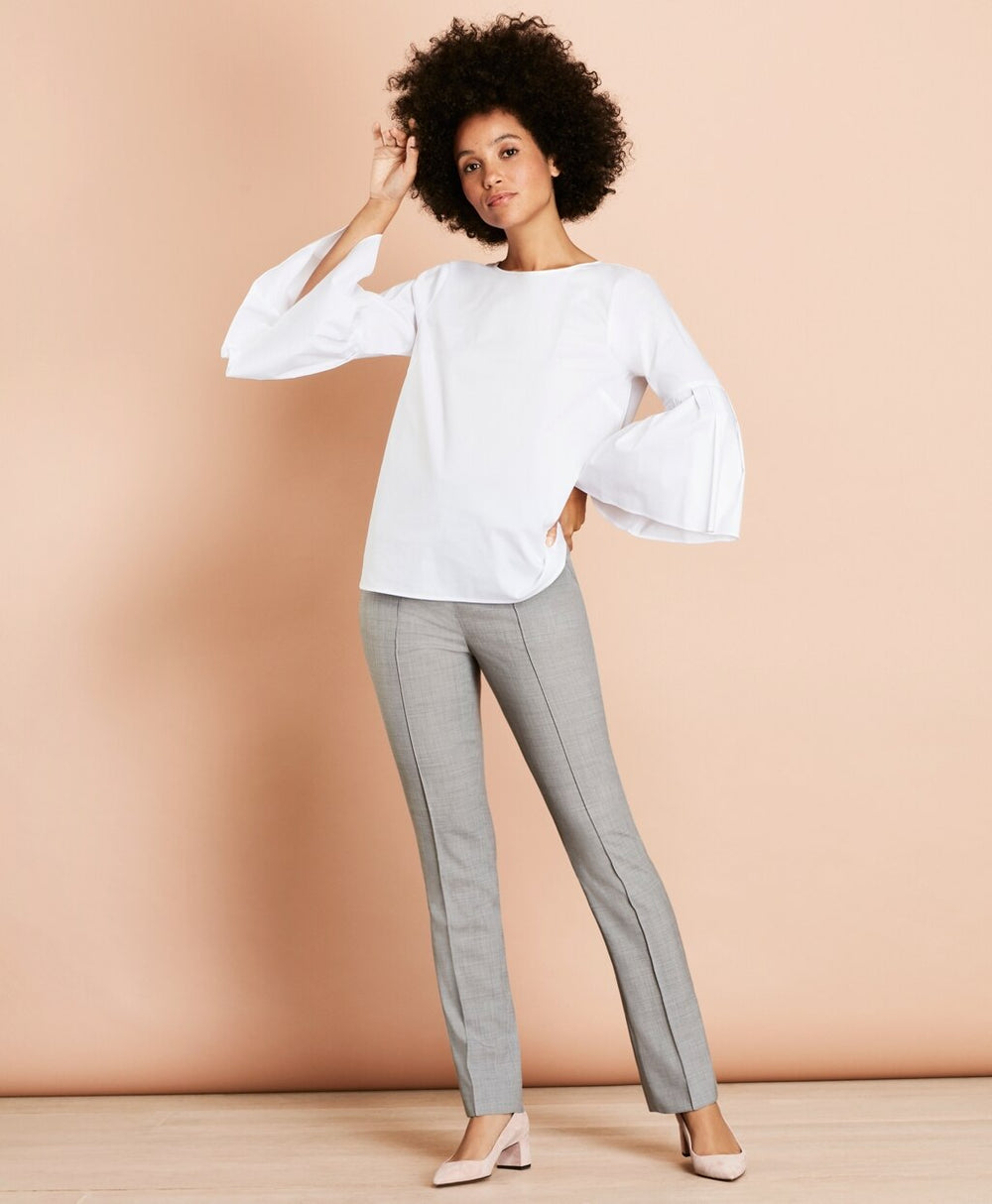 Poplin Bell-Sleeve Blouse