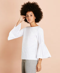 Poplin Bell-Sleeve Blouse