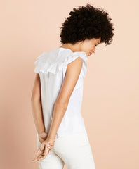 Ruffle-Trimmed Poplin Blouse