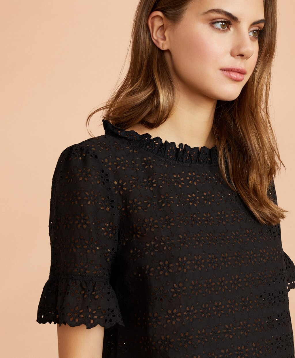 Cotton Eyelet Bell-Sleeve Blouse