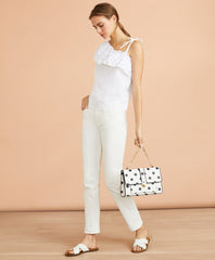 Eyelet Ruffle-Trim One-Shoulder Top